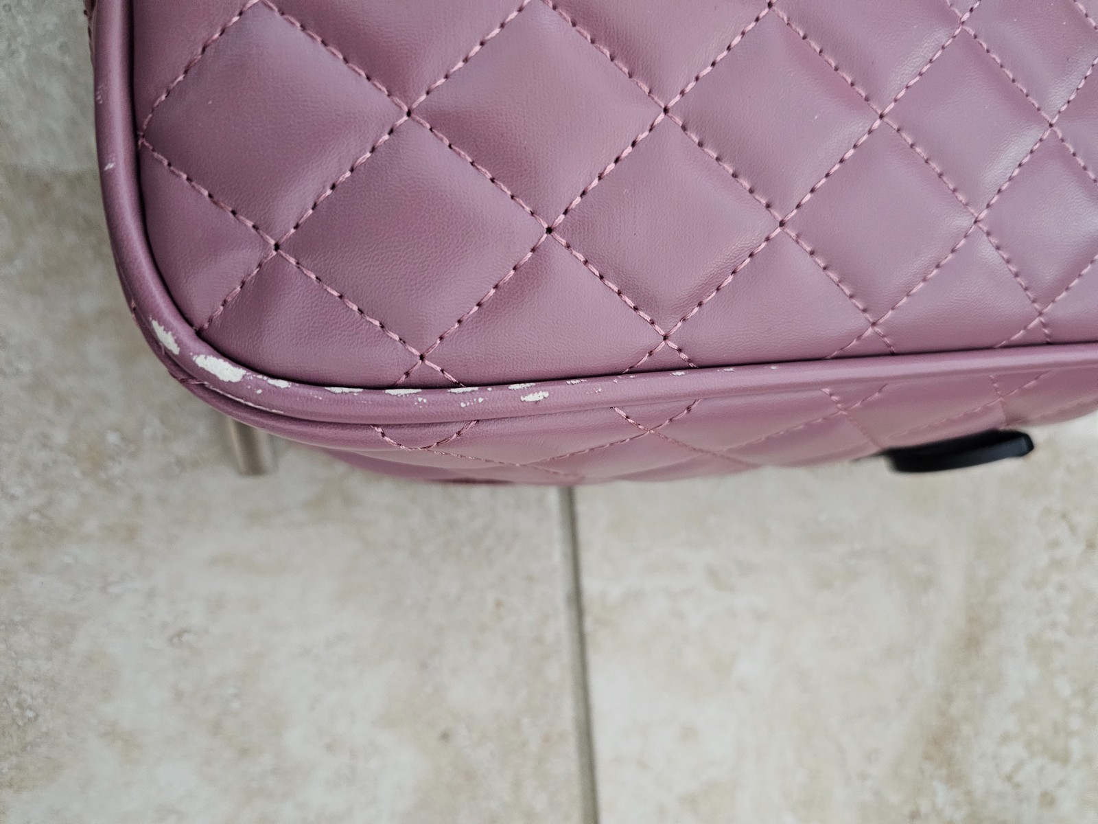 American Mahjong Set Purple Pink Quilted PU Leather Carrying Bag.0629U3