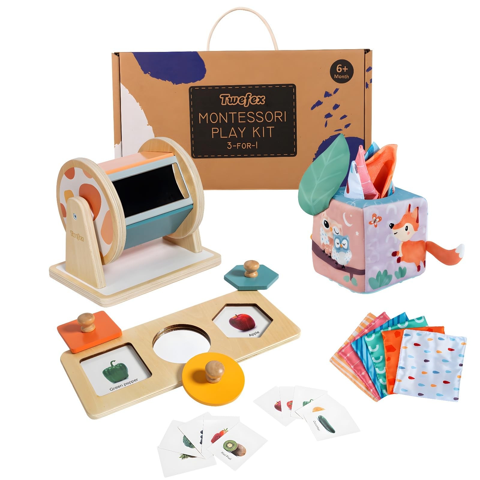 Montessori Baby Toys 6-12 Months 3 in 1 Spinning Drum Medium Twefex Babies Play