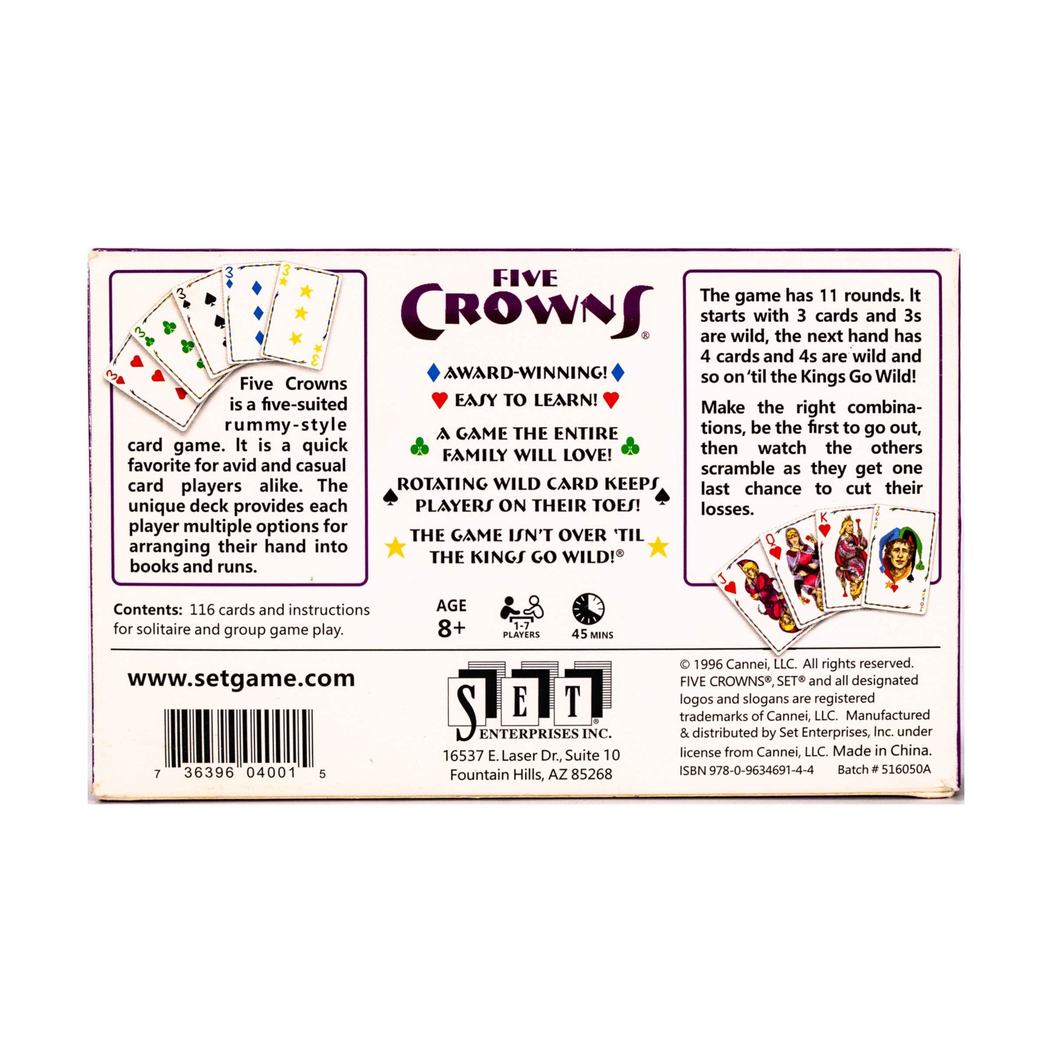 Set Enterprises Boardgame Five Crowns (1996 Ed) Box VG+/NM