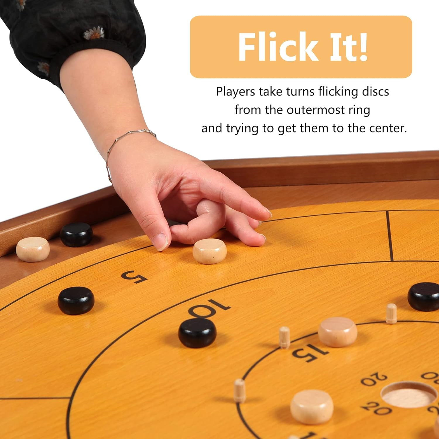 Crokinole Board Game 30 Inch Checkers
