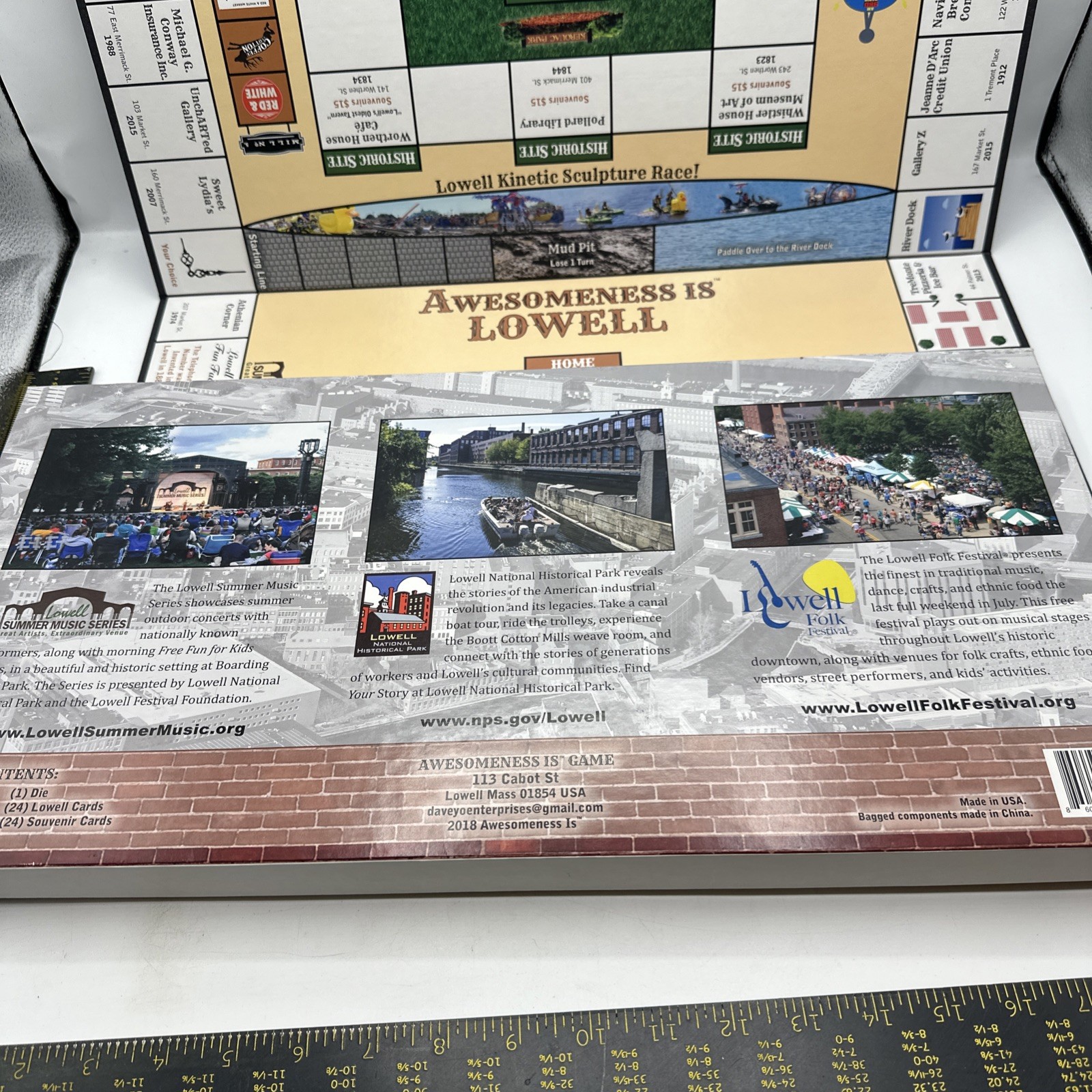 Awesomeness is Lowell Massachusetts Commemorative Board Game 2018