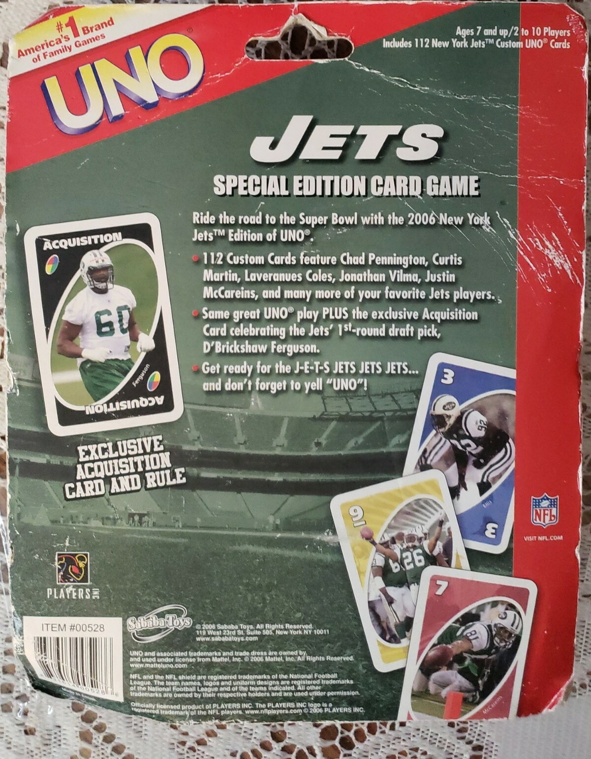 Uno New York Jets Edition Sababa Toys 2006 NEW SEALED Read