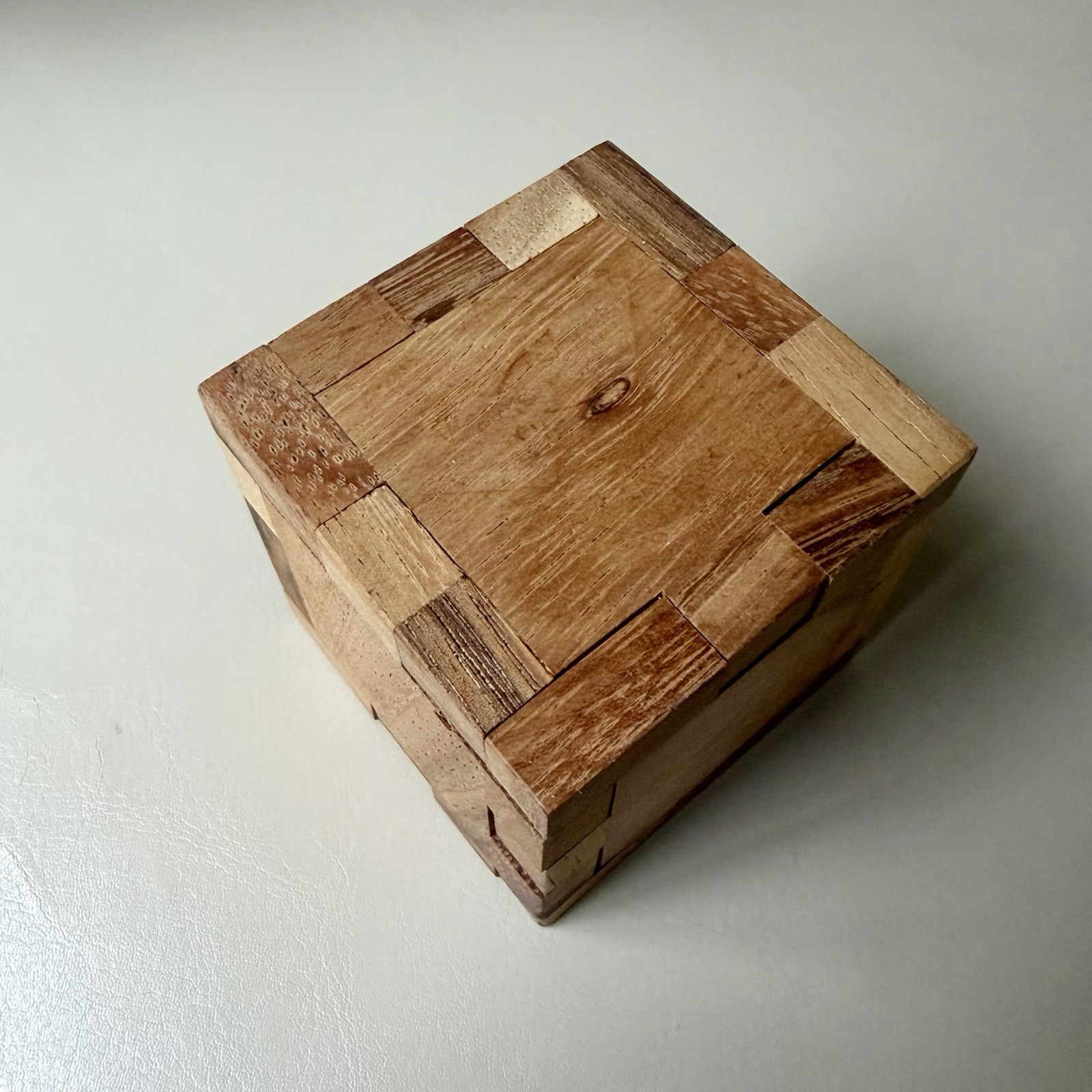 Pair of Wood Dice & Wooden Storage Box Unique Puzzle Box Multi Colored Dots