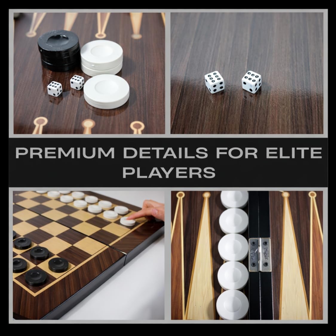 Turkish Walnut Handmade Backgammon Checkers Set 19 Inch Premium Quality