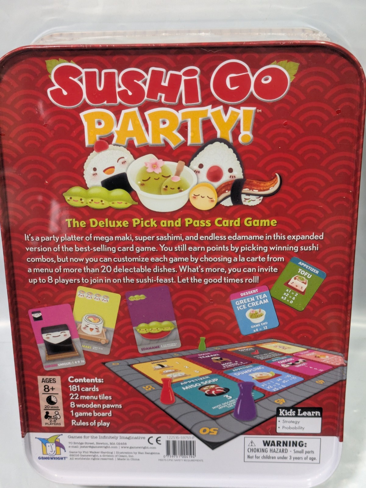 Gamewright SUSHI GO PARTY! The Deluxe Pick & Pass Strategy Card Game SEALED
