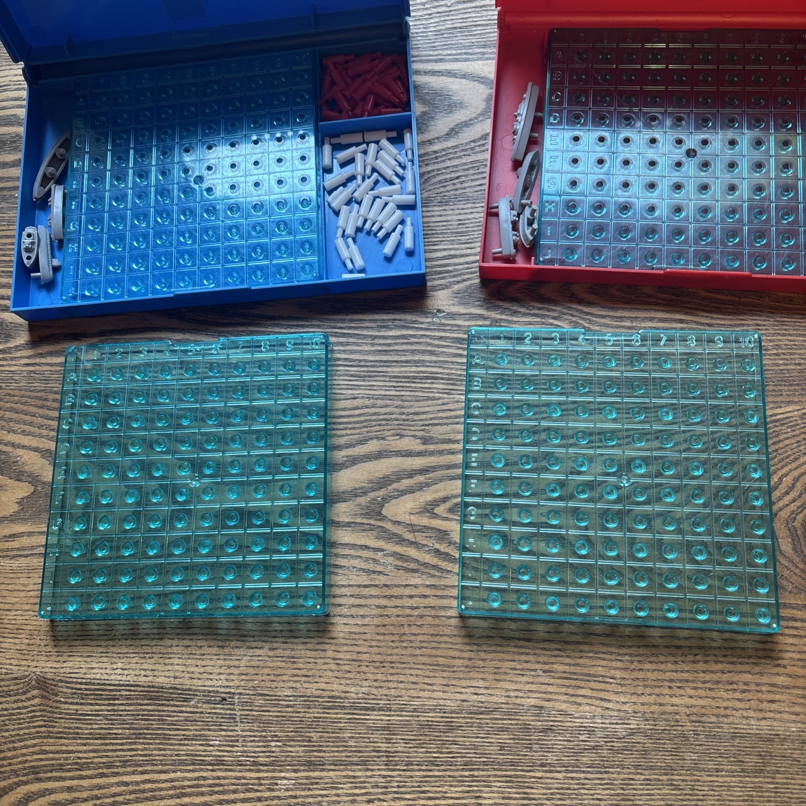 Vintage Battleship Replacement Parts Red & Blue Trays Board Pegs 8 Ships