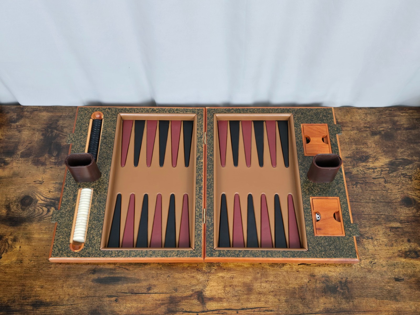 1999 NOBLE GAMES Limited Edition DAVID RIPLEY 66/250 Leather & Wood Backgammon!