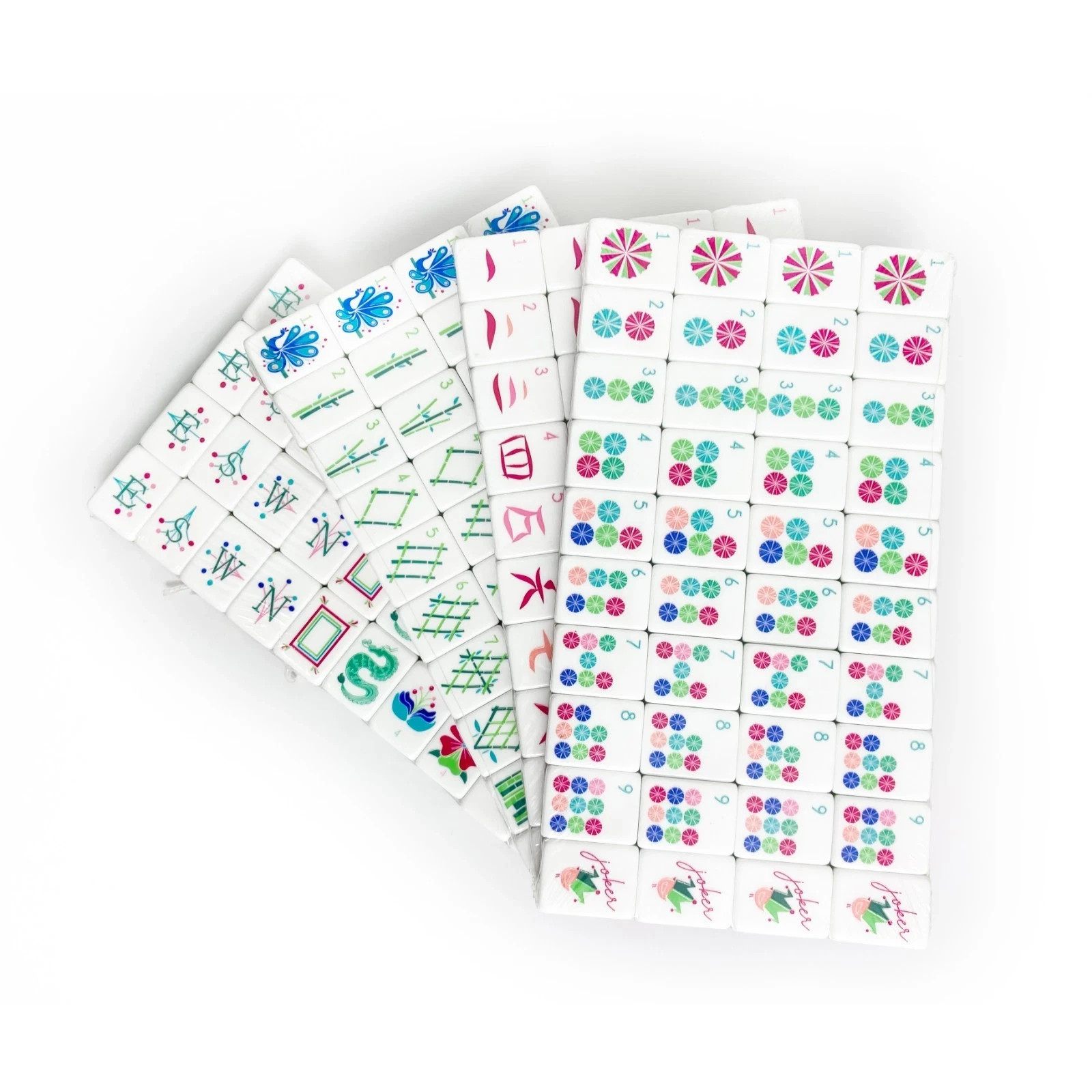NEW! Vibrant Layered Mahjong Tiles – American Set 160 Tiles – Hot Pink Magenta