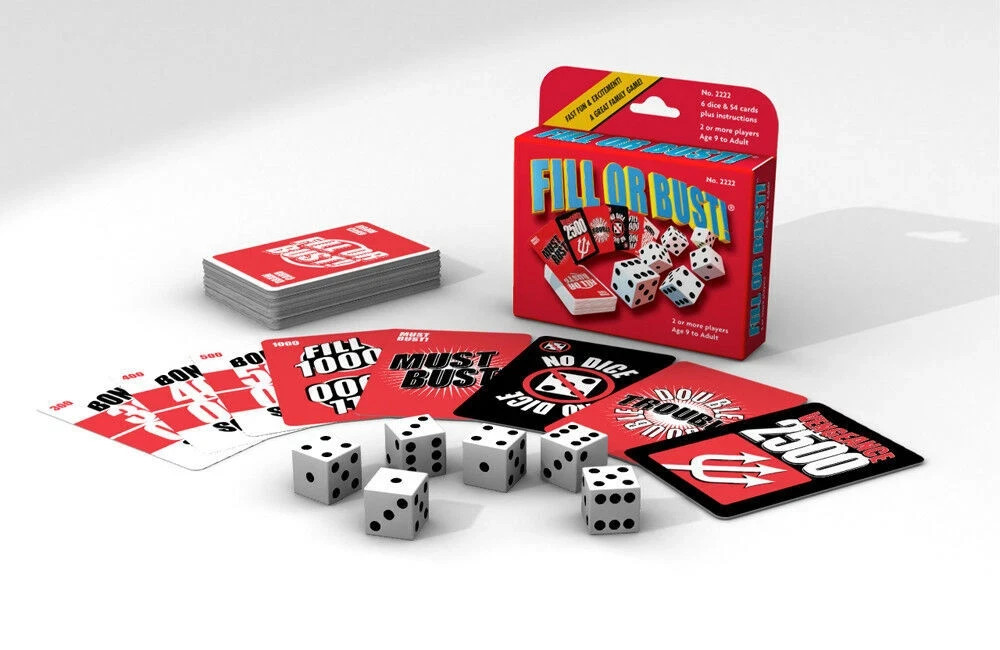 Fill Or Bust Dice Card Game Bowman Games 2222 Family Party Fast Press Your Luck