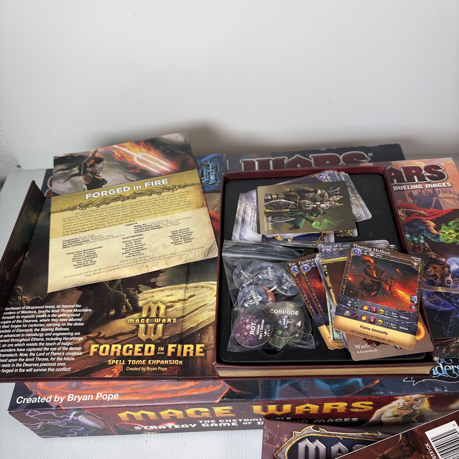 Mage Wars Academy Core Set & Expansions Lot Forged in Fire, Druid vs Necro &More