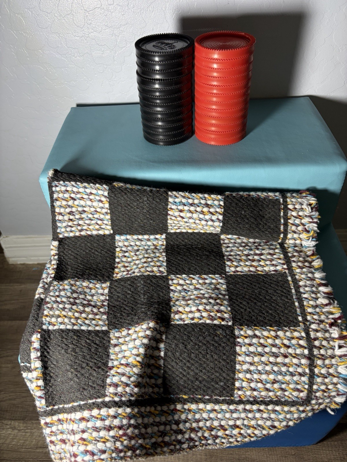 3 in 1 Giant Checkers Game Set,Super Tic Tac Toe,Including Reversible Rug