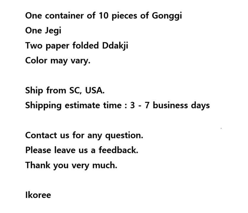 Gonggi , Jegi, 2 Ddakji / Korean Game / 1 Case (10 Pieces)