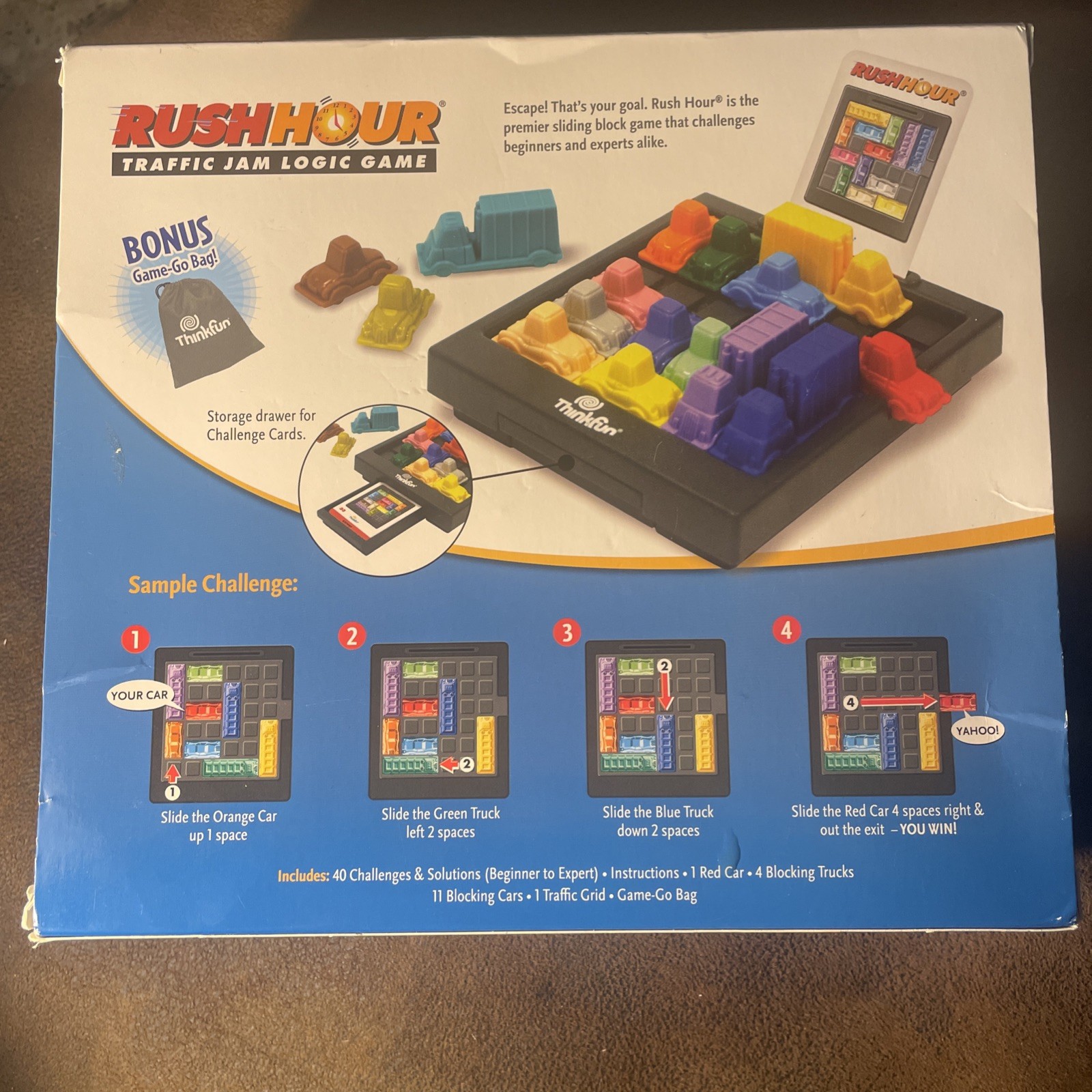 Rush Hour by ThinkFun, Traffic Jam Logic Game, Complete Set, Box + Travel Pouch