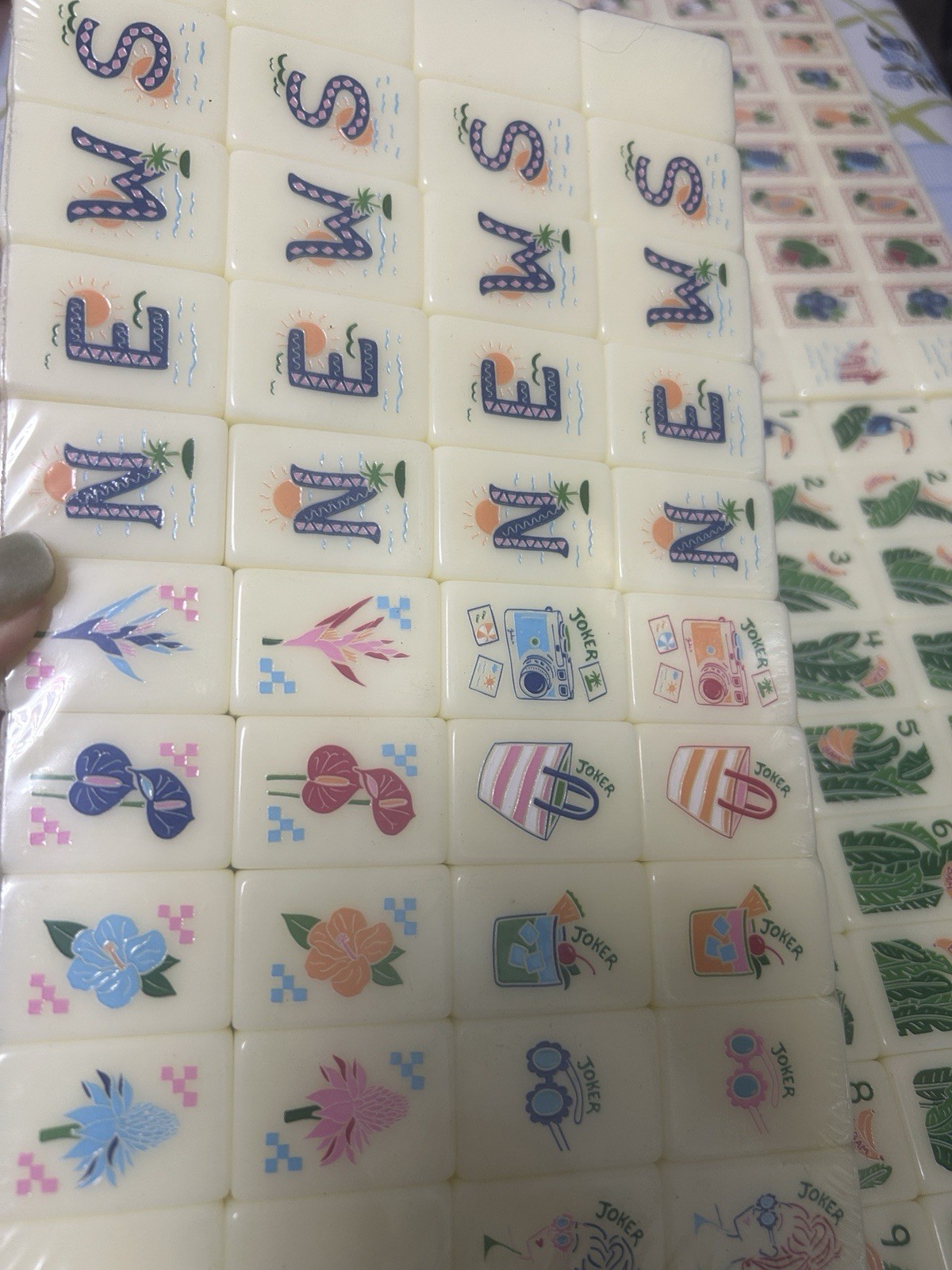 New high-end Blue and white grid American Mahjong Tiles set ,160 tiles+ Bag