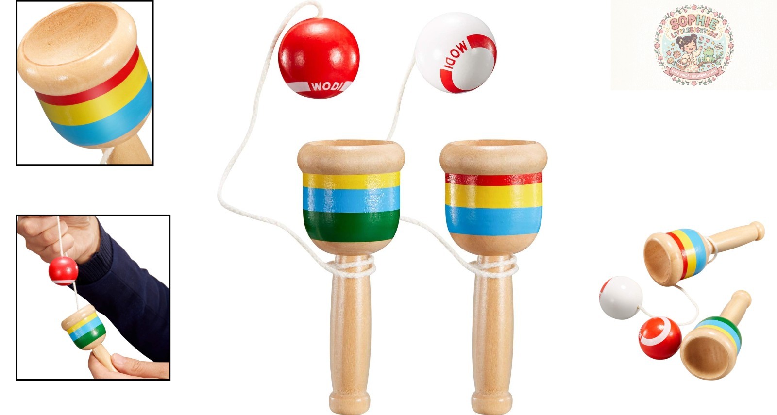 2-Piece Mini Wooden Jacks Game – Fun Hand-Eye Coordination Tool for Youth