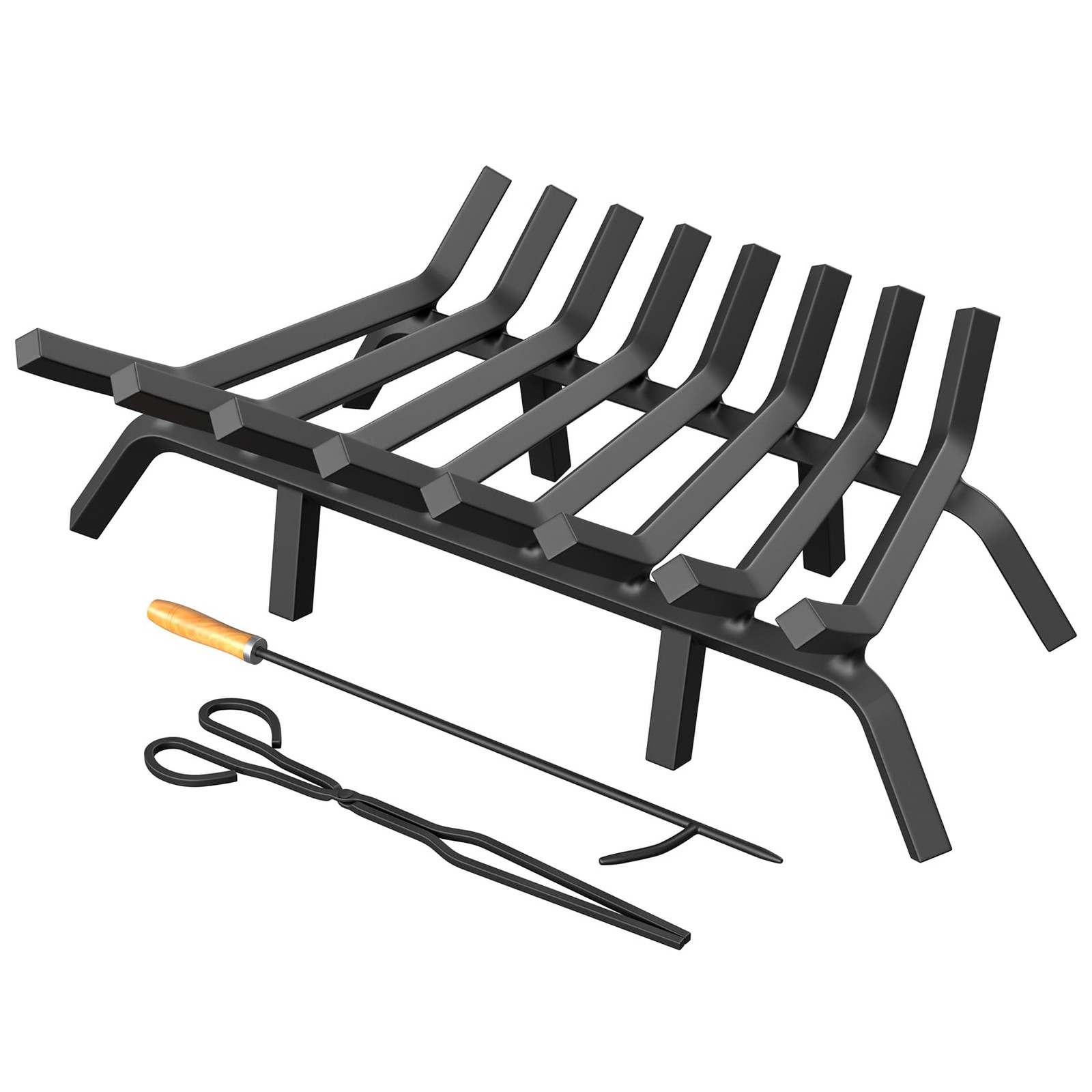 Jusgym Fireplace Grate 30 Inch with 8 Support Legs, Solid 30 inch, Black