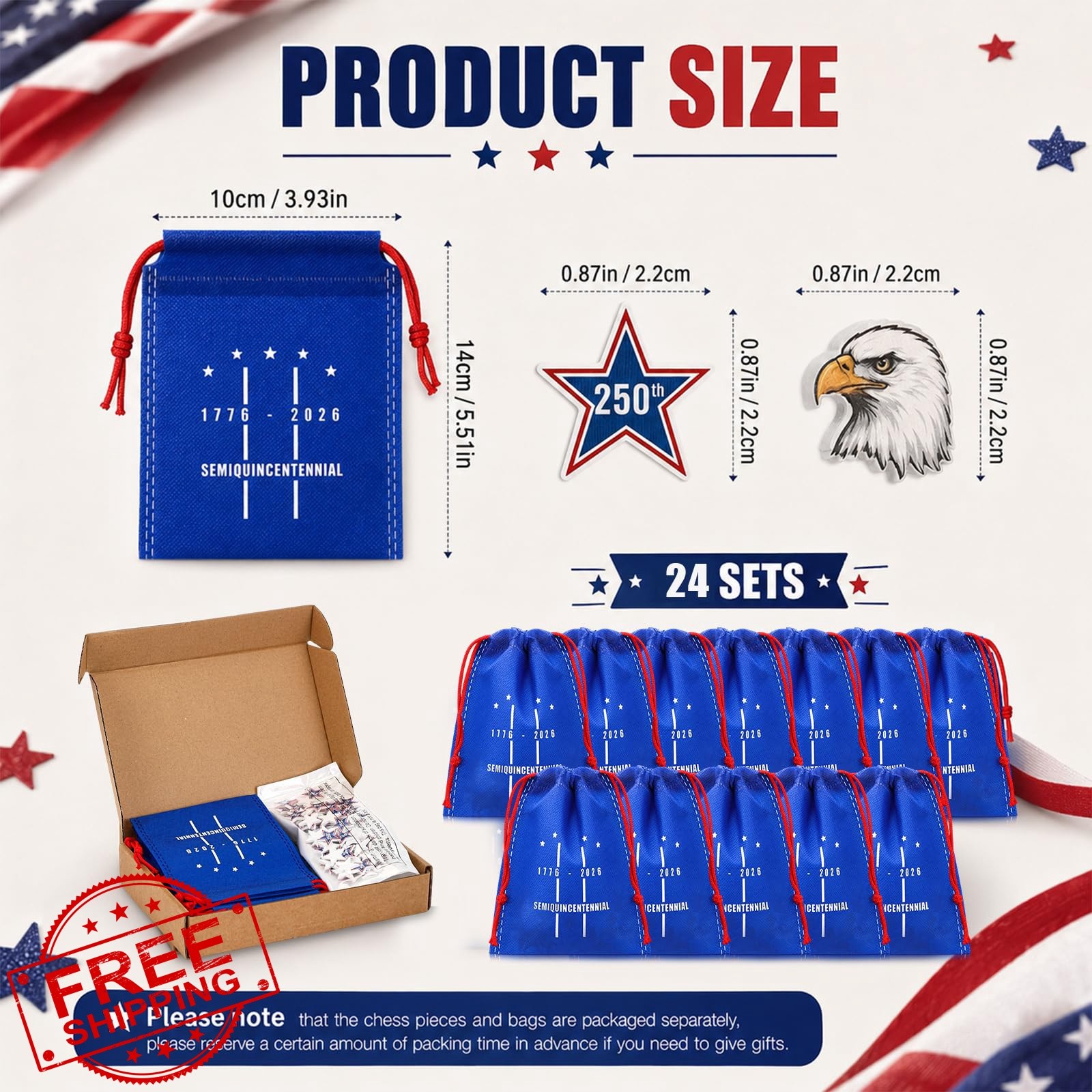Sotiff 24 Sets 250th Anniversary USA Tic Tac Toe