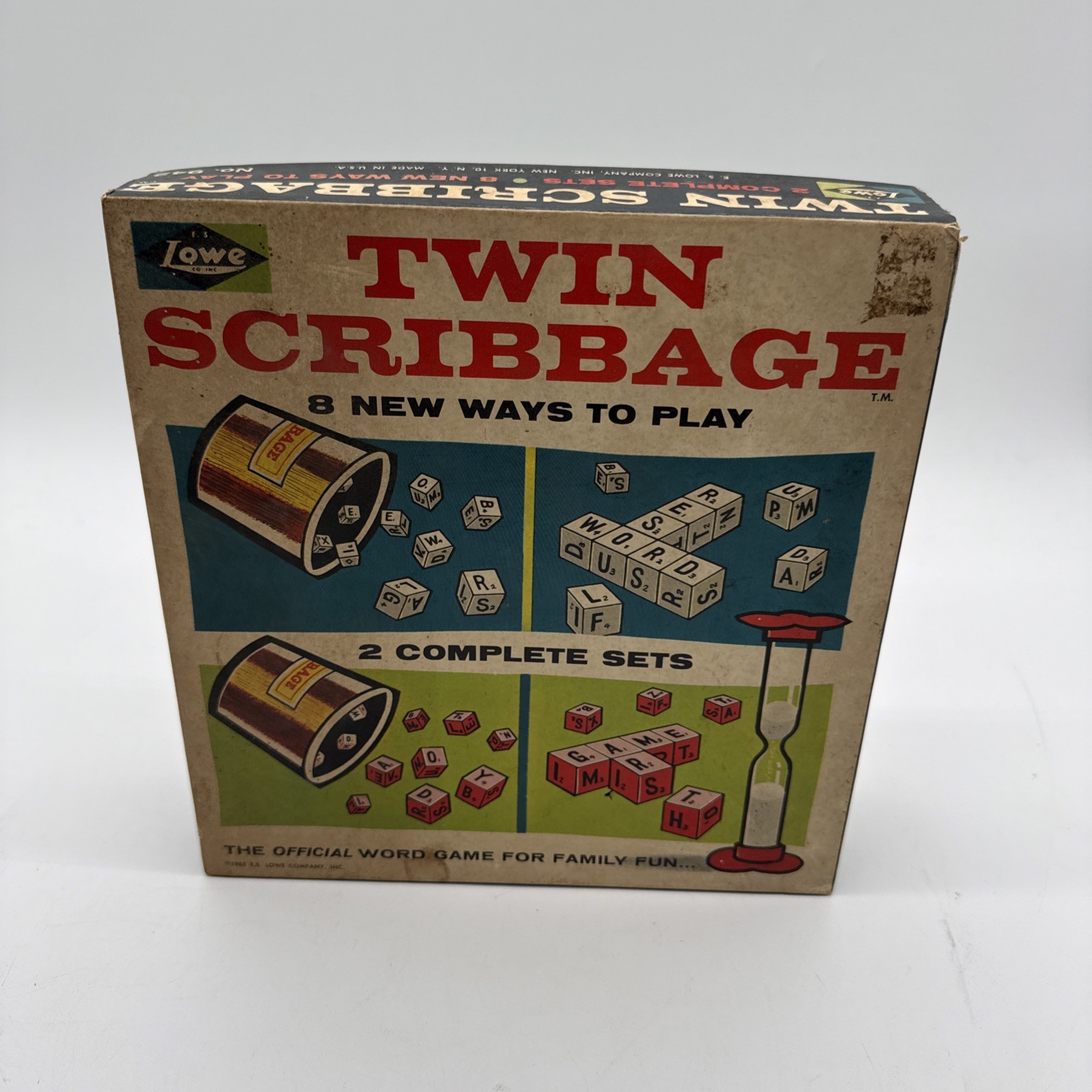 Vintage 1965 Twin Scribbage Board Game by Lowe Co. Complete Word Play NIB