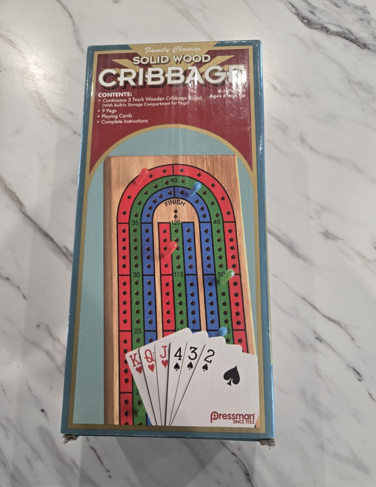 Pressman Solid Wood Cribbage Board Game