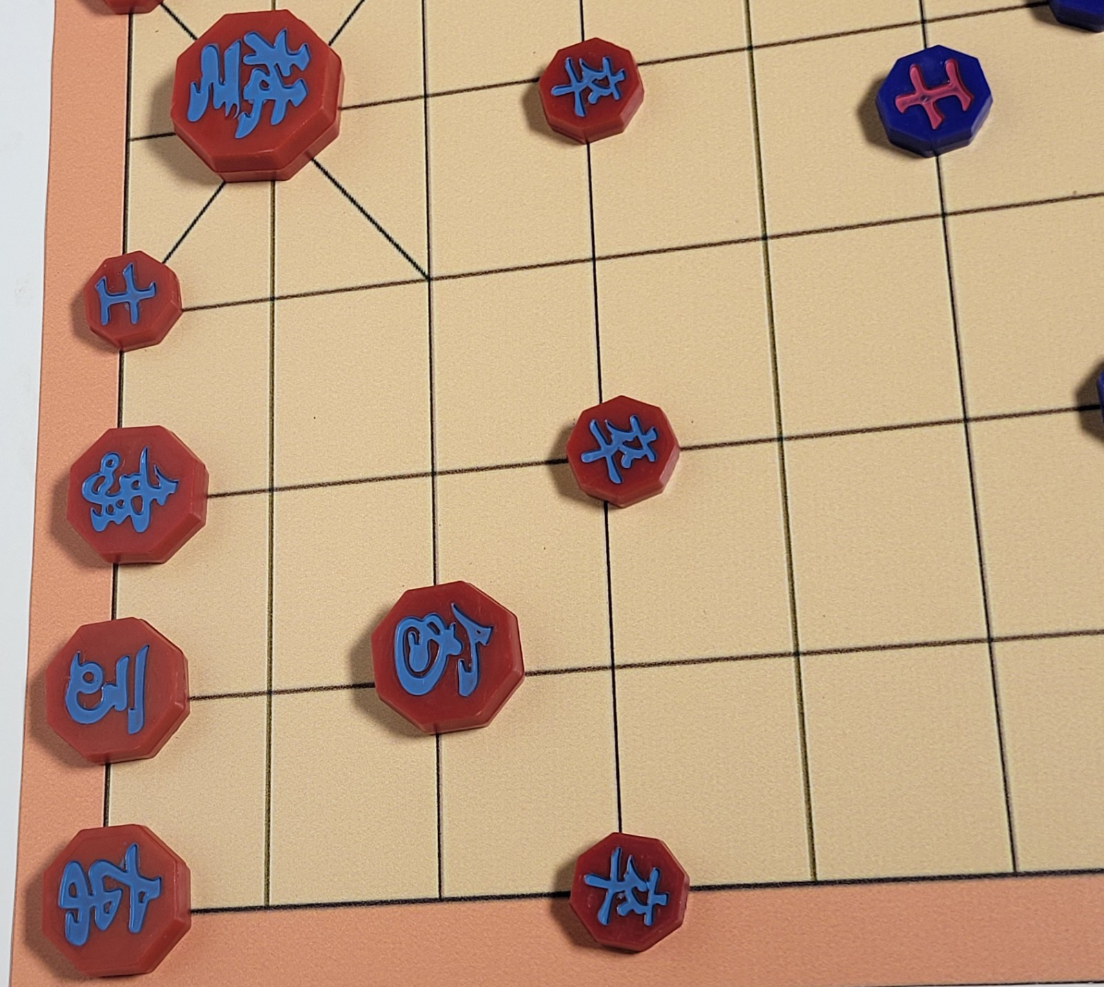 RED/BLUE KOREAN CHESS – JANGGI – 장기 – TRADITIONAL GAME – STURDY VINYL MAT (L14)