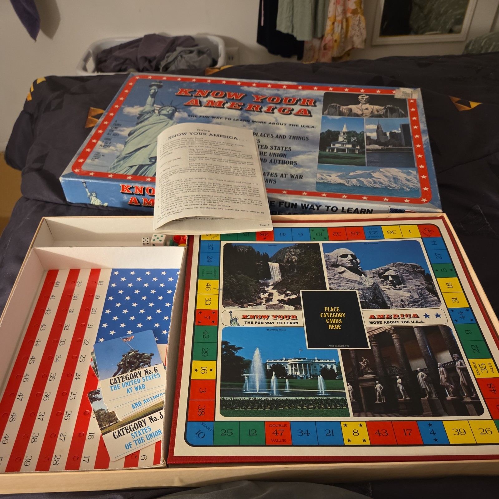 Know Your America Board Game Cadaco USA History Complete 1982 Vtg Unpunched