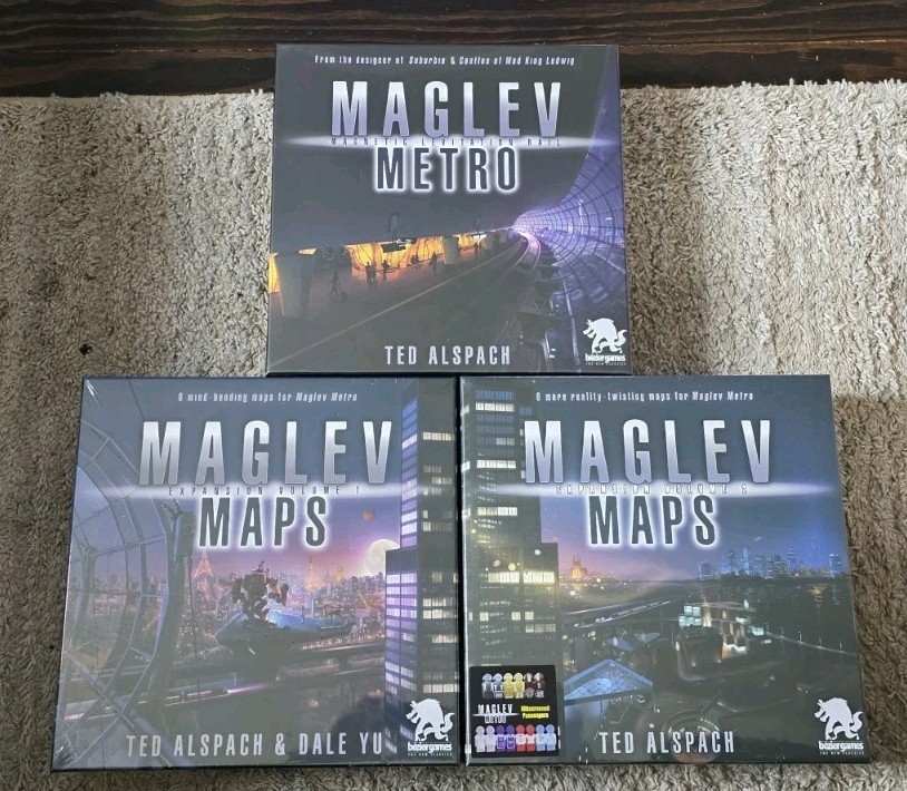 Maglev Metro + Maps Volume 1 & Volume 2 Kickstarter by Bezier Games NEW