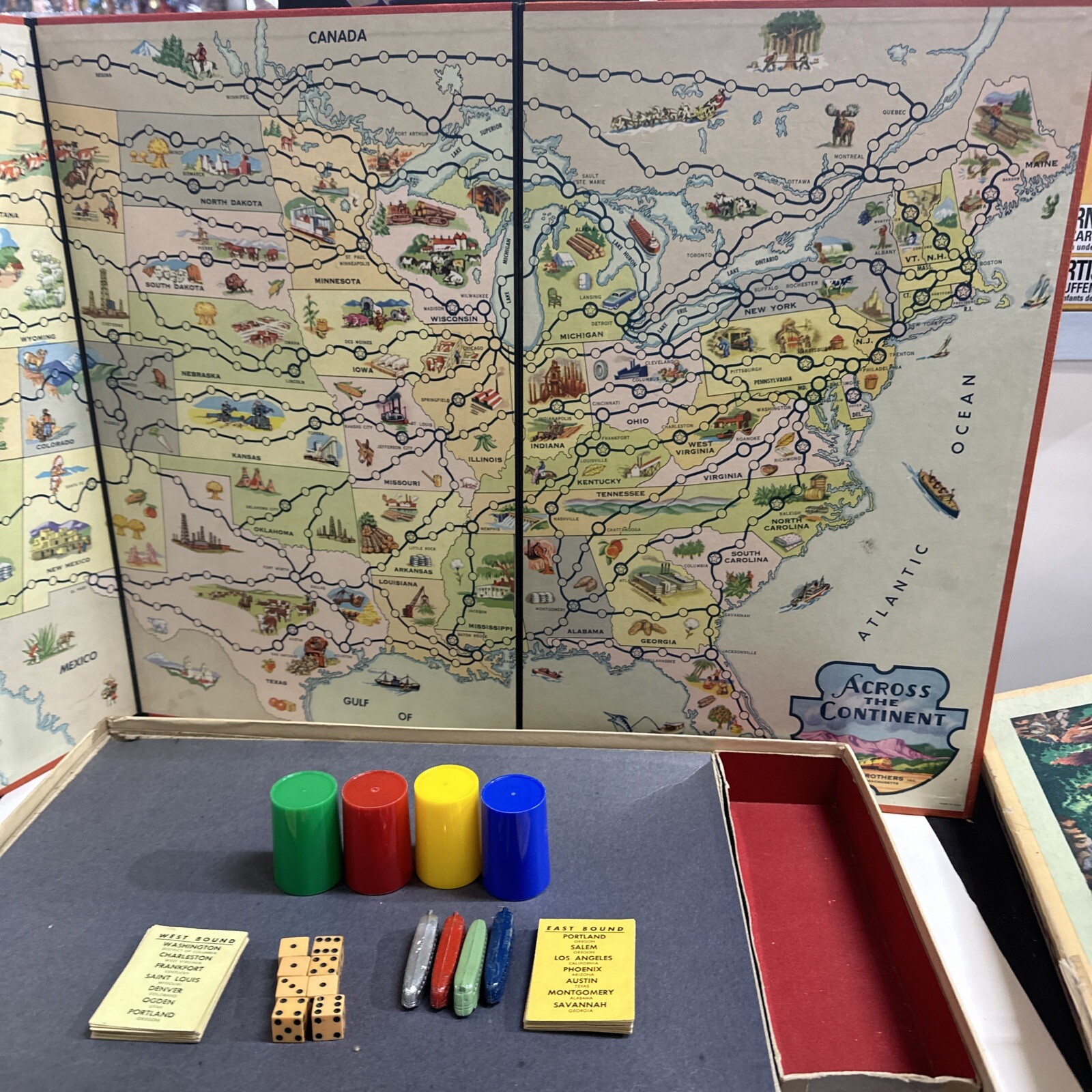 1952 Second Edition Across The Continent Board Game Parker Brothers Complete