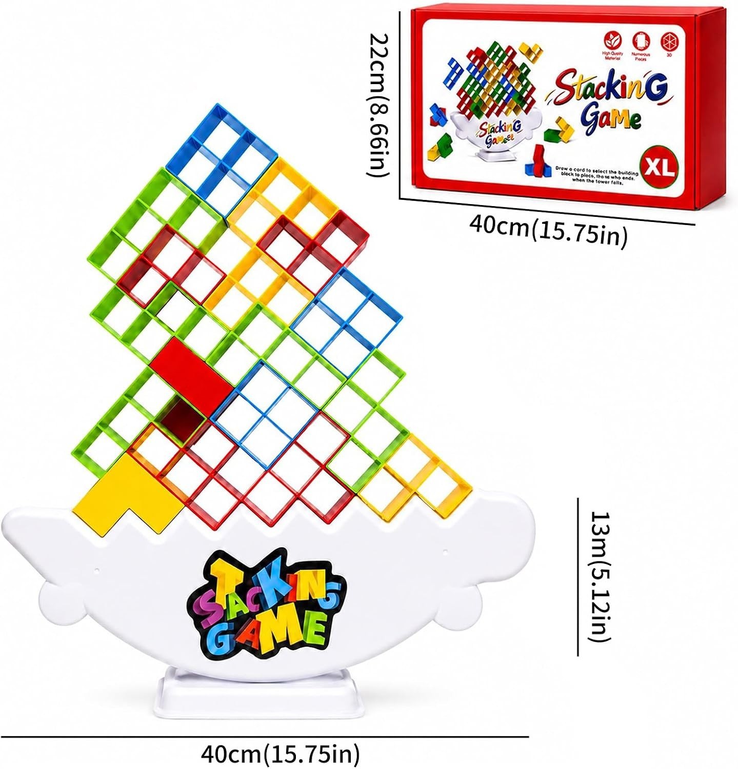 XL Giant 48PCS Stack Game for Adult & Kids, Tetra Board Tower Games for Family T