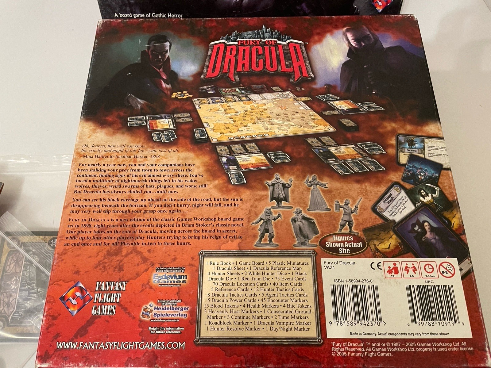 FURY OF DRACULA GOTHIC HORROR BOARD GAME 2ND EDITION FANTASY FLIGHT AS IS READ
