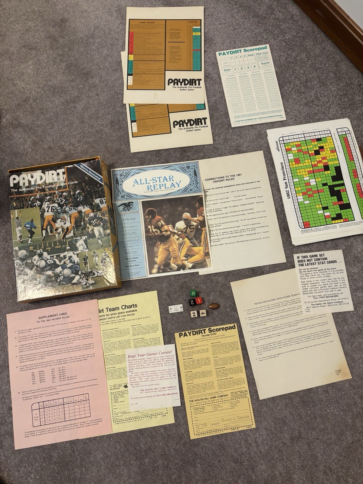 Paydirt Authentic Action NFL Football Board Game 1982 Please Read