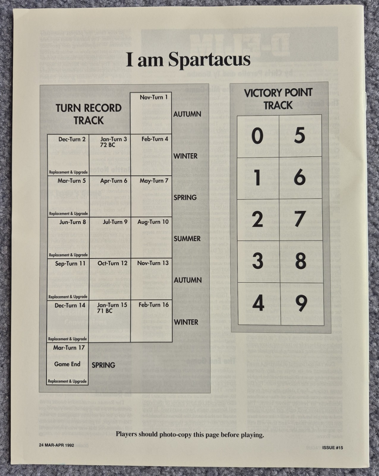 Command Magazine #15 New Mint w/Unpunched game: I am SPARTACUS, by XTR 1992