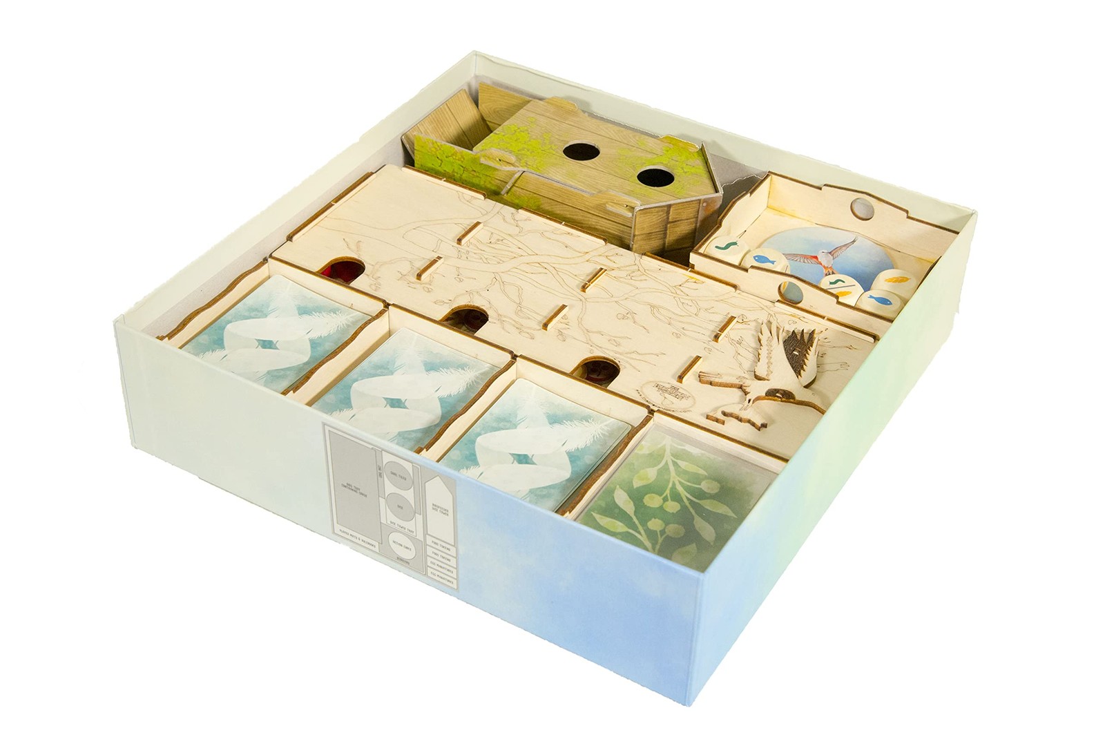Game Organizer with Wingspan – Wooden Game Organizing Box with Multiple Trays