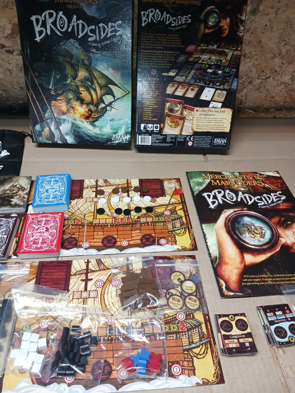 Broadsides Board Game Merchants & Marauders Z-Man Games 100% Complete, VG Condit
