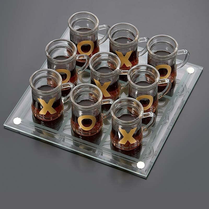 Tic Tac Toe Adult Drinking Games – 9 Full-Sized Shot Glasses -No box.