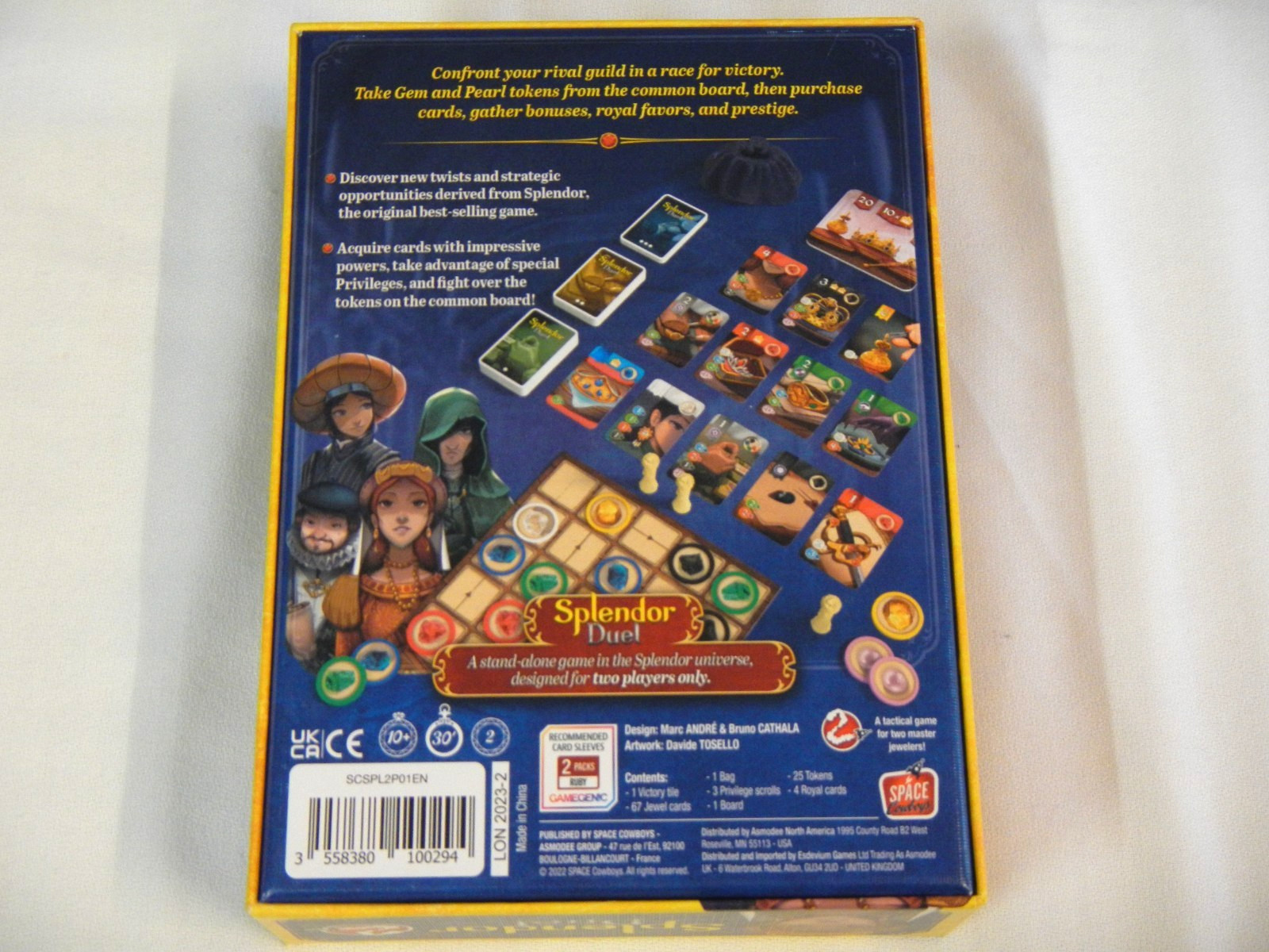 Splendor Duel board game Space Cowboys strategy drafting set collection 2 player