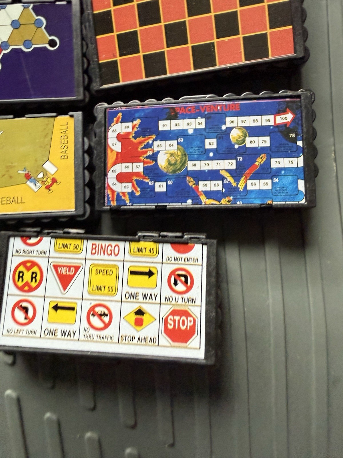 Vintage Mini Travel Board Game Lot 7 Checkers Solitaire Baseball Football