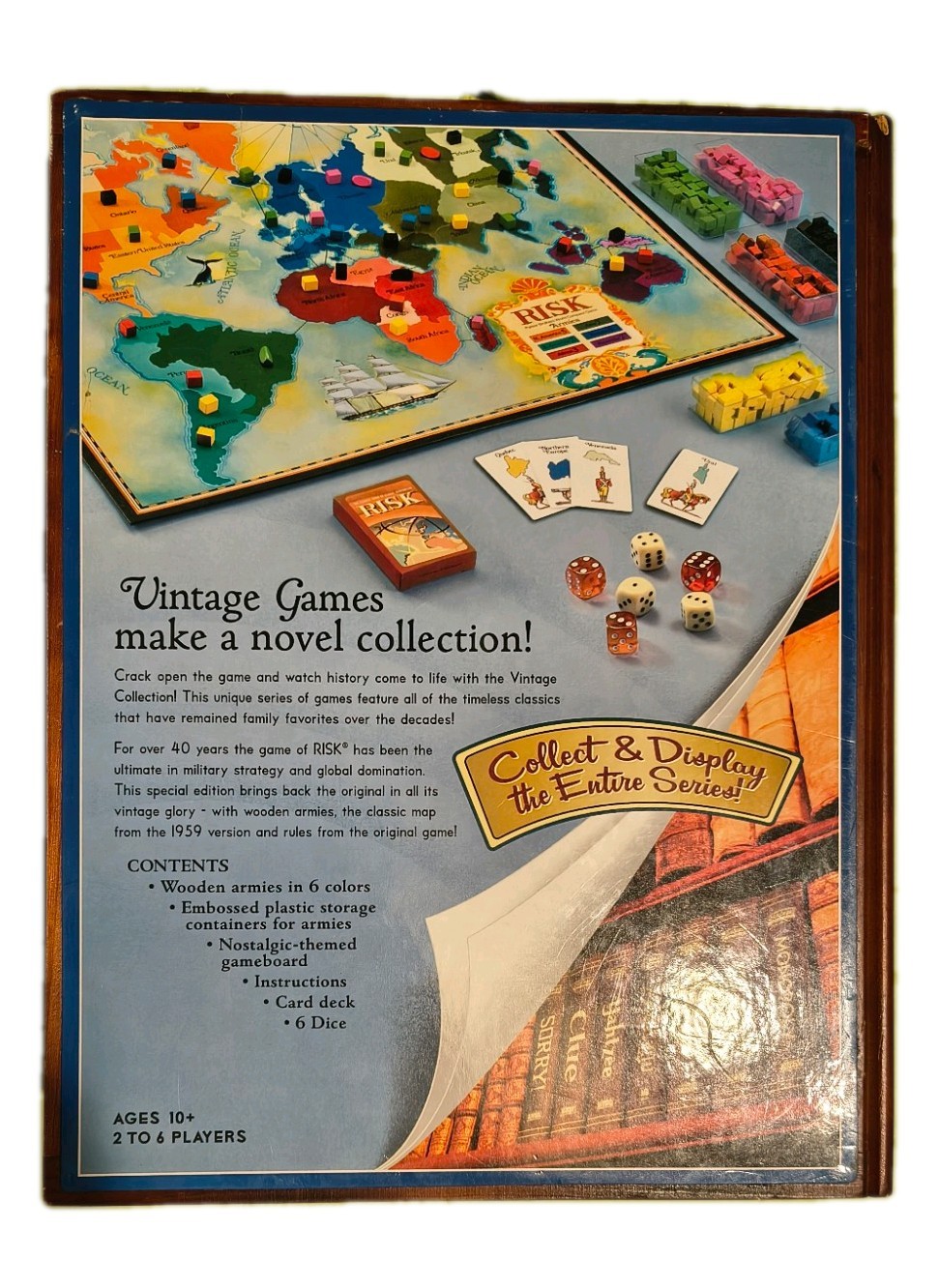Risk Game Vintage Collection Wooden Book Shelf Box Complete W/Instructions 2005