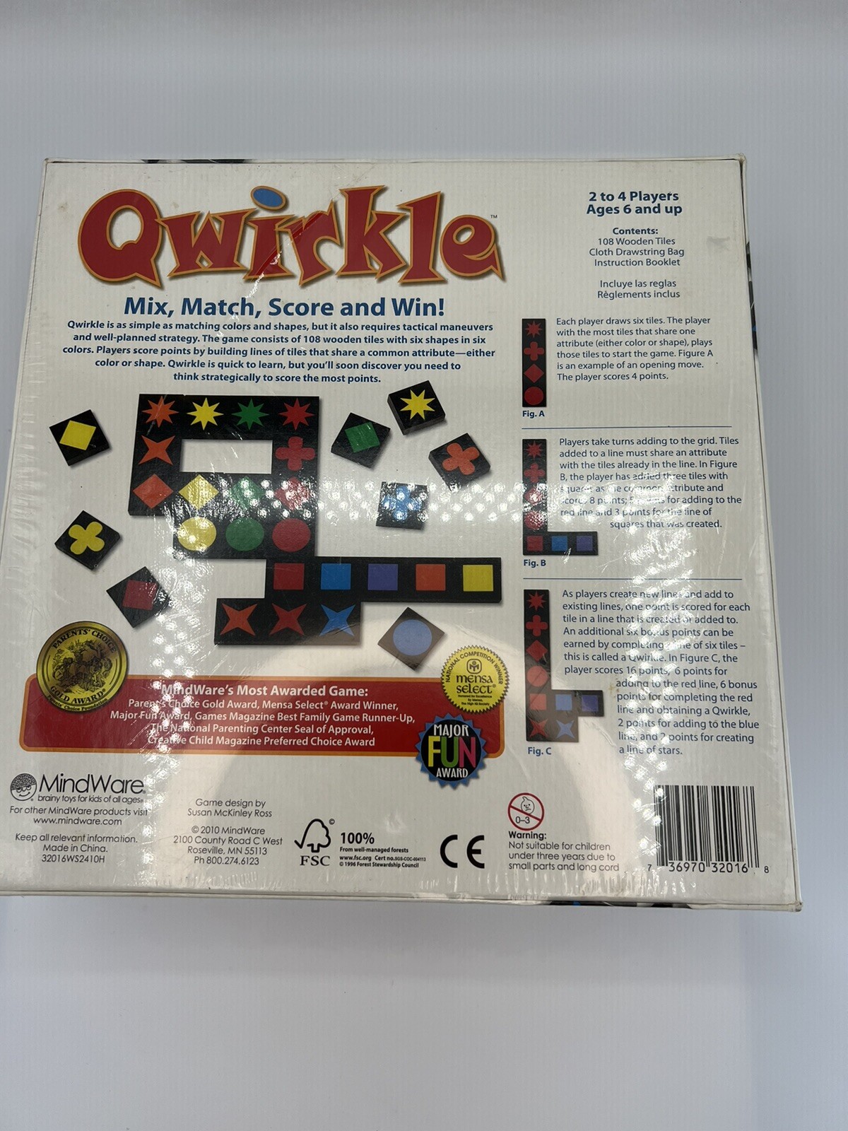Qwirkle Game Mix Match Score & Win MindWare New Sealed Family Night Educational