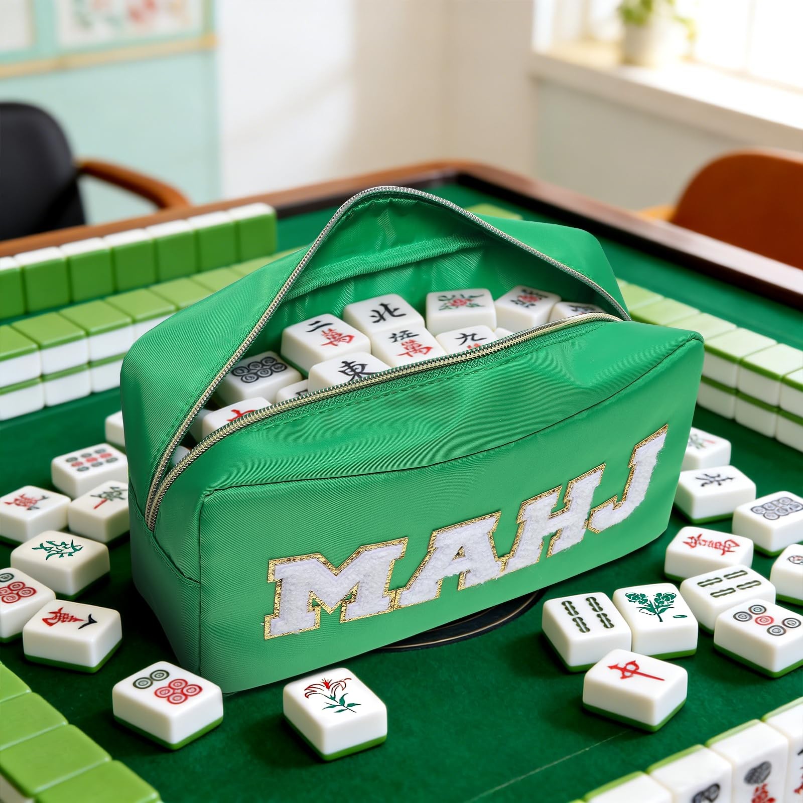 Mahjong Tile Bag Mahjong Bag with Zipper Travel Mahjong Carrying Case Storage…