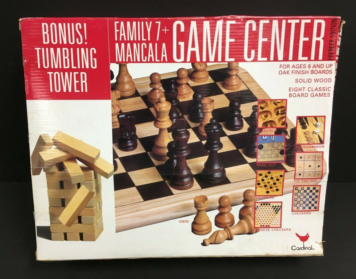 Family Game Center 7+ Mancala Cardinal Solid Wood Bonus Tumbling Tower