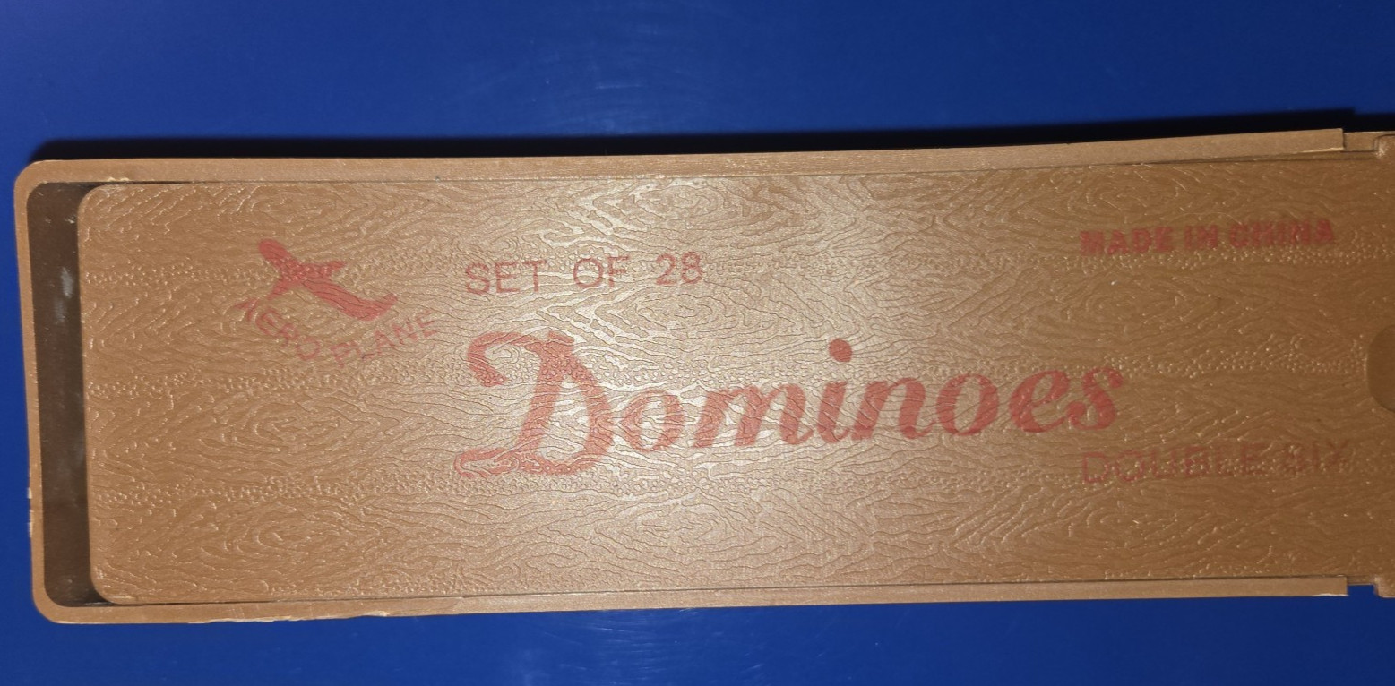 Standard Dominoes Set of 28 Double Six Domino Tiles with Plastic Case, NOS