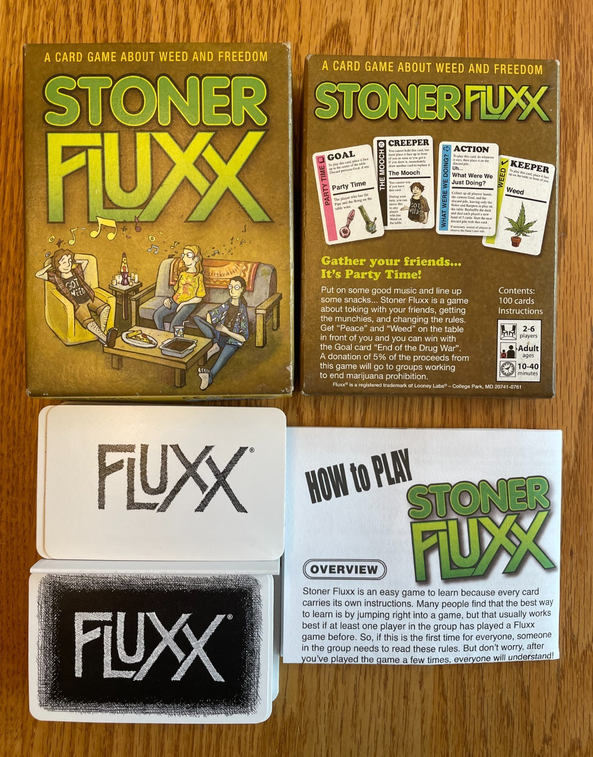 STONER FLUXX Adult Card Game Gather Your Friends It’s Party Time! 100% Complete!