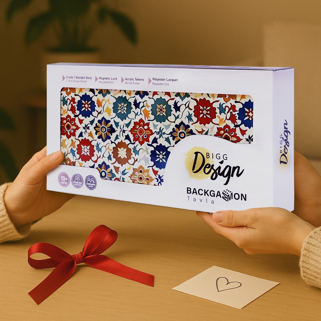 Biggdesign Bloom Backgammon, MDF Body, Magnetic Lock, Durable Gloss Finish, Scra