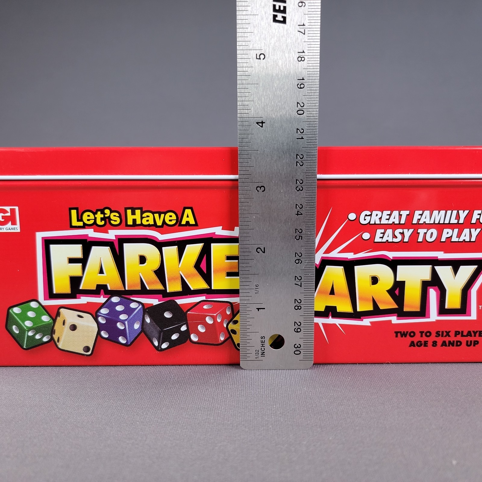 Farkel Party Dice Game Complete w. score cards & instructions original metal box