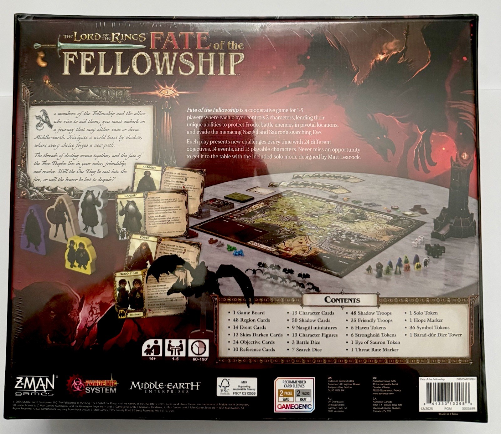 Lord of the Rings Fate of the Fellowship Board Game New Sealed Z-Man Games