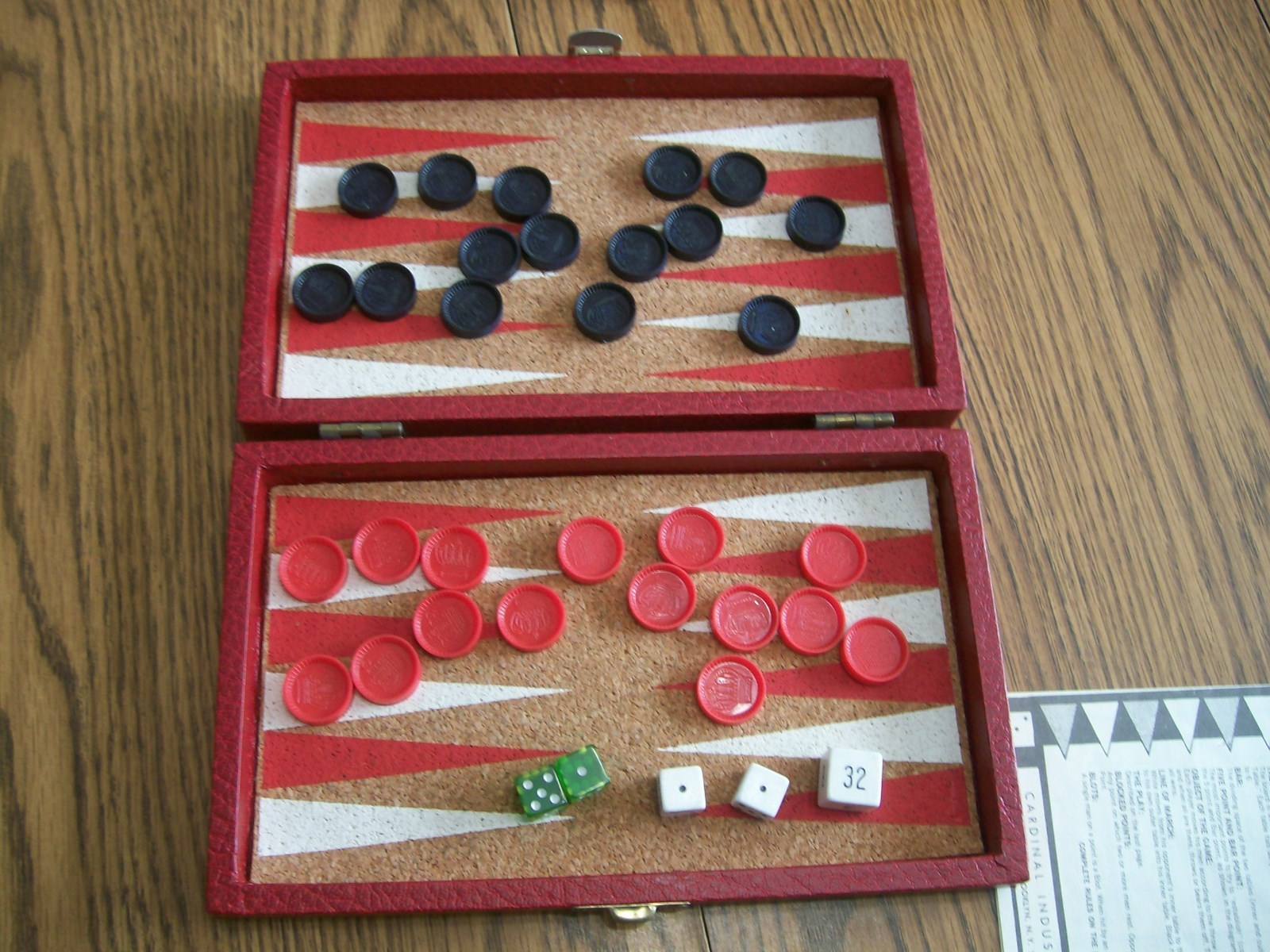 backgammon magnetic by cardinal in original box complete 107m 1970’s vintage