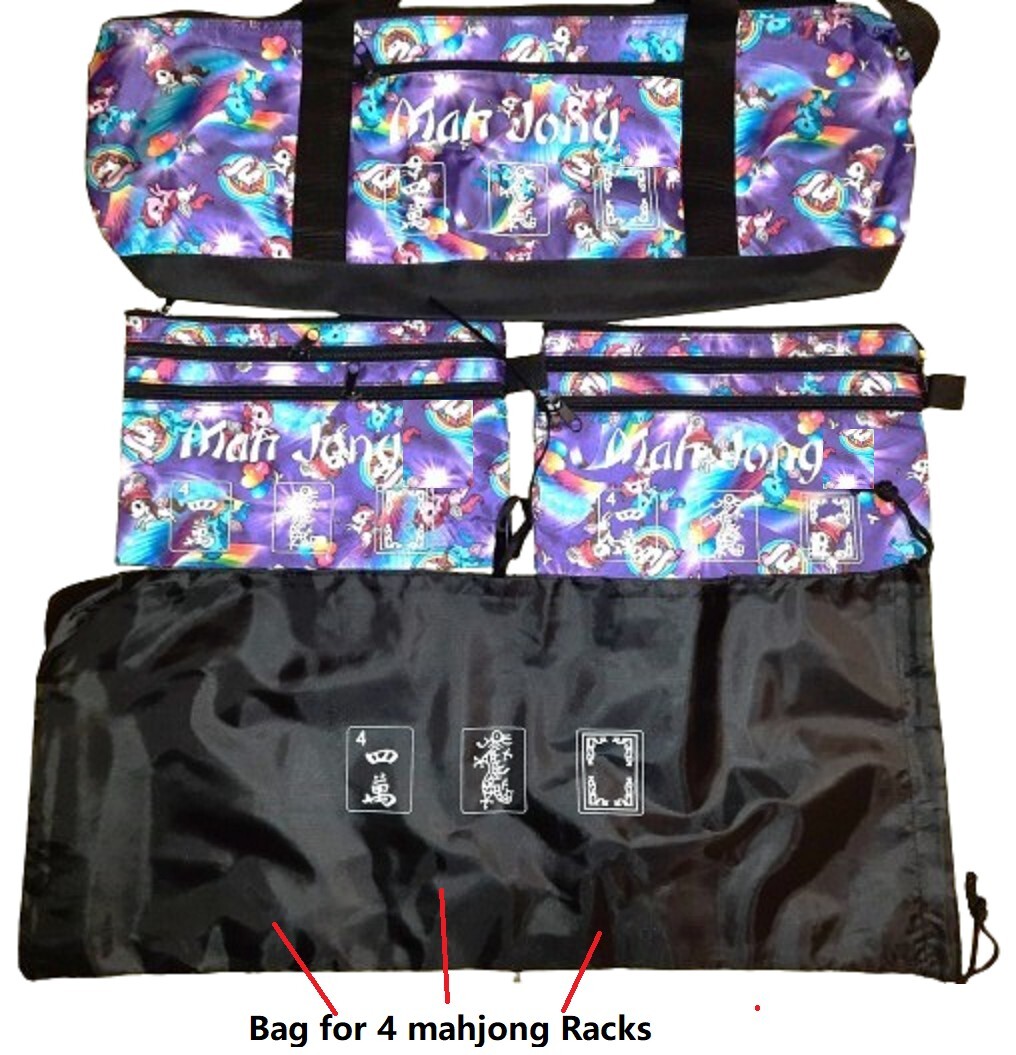 Mahjong Mahj Mah jong Empty Carry Bag & Two Bags Purses for Tile & Bag for Racks