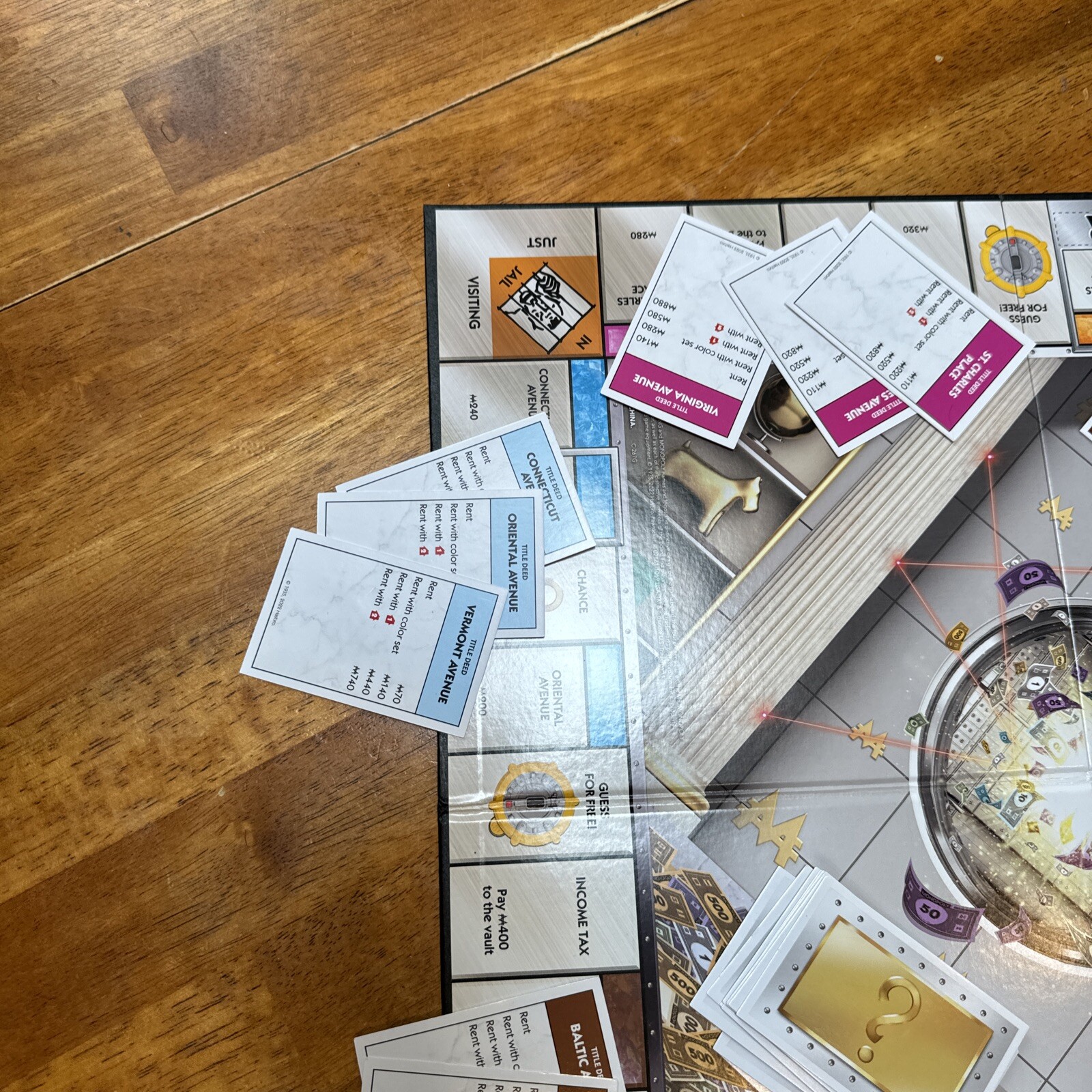 MONOPOLY Secret Vault Board Game Cat Dinosaur 99% Complete Missing Dice