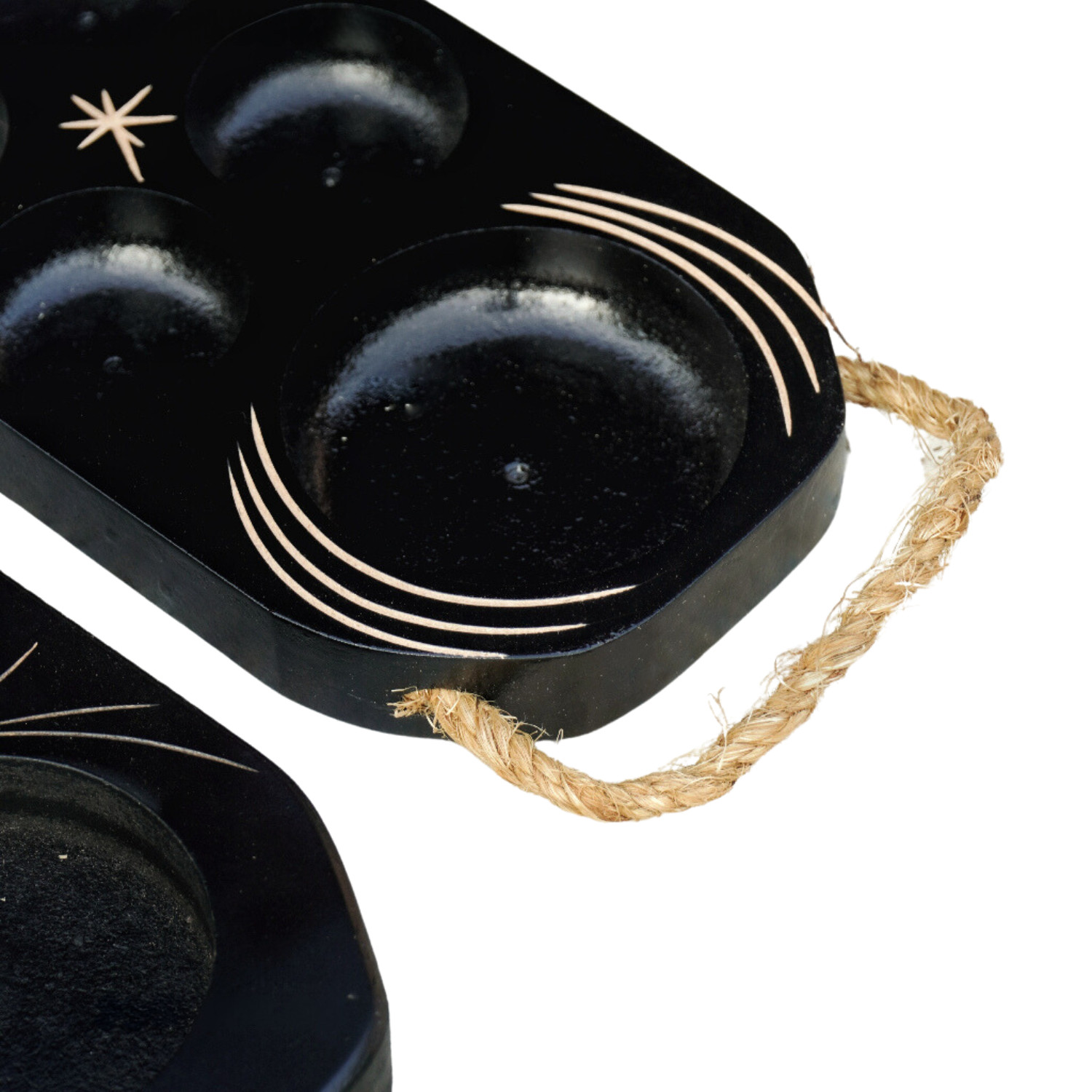 Traditional Malay Wooden Folding Congkak/Mancala Game Set With Marbles