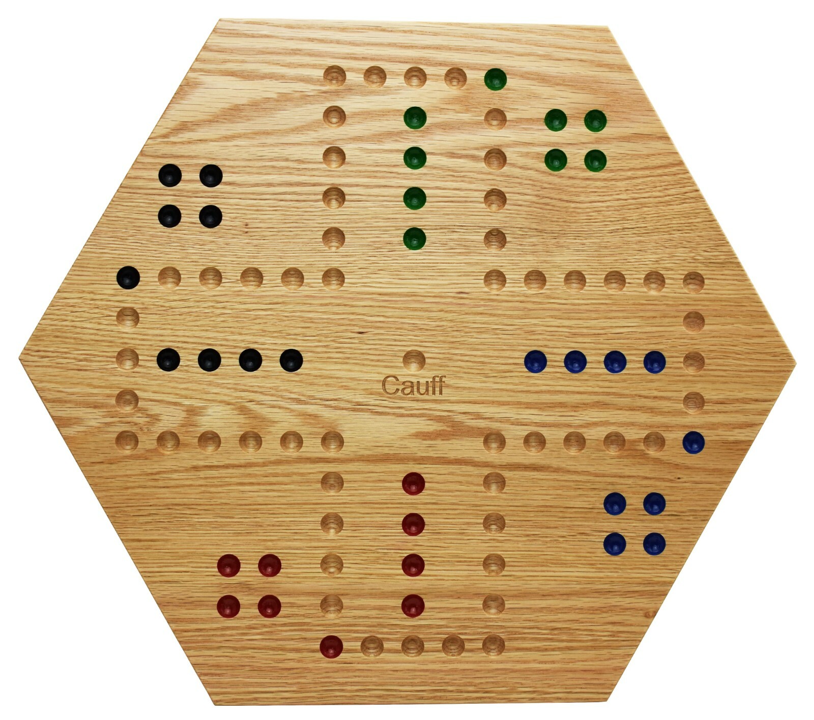Solid Oak Wood Double Sided Marbles Board Game Hand Painted 16 inch